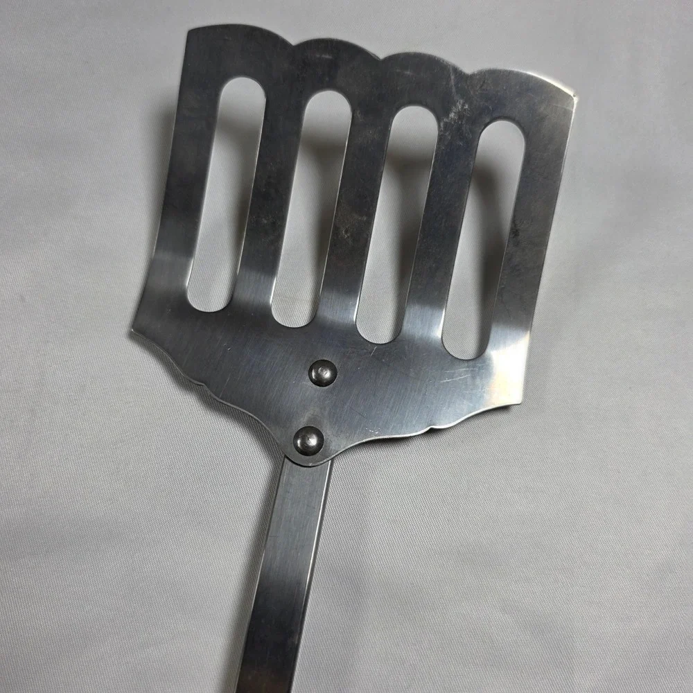 Kaylan Stainless Steel Slotted Spatula Scalloped Edge Turner Black Handle